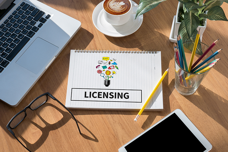 stock image of notebook saying licensing