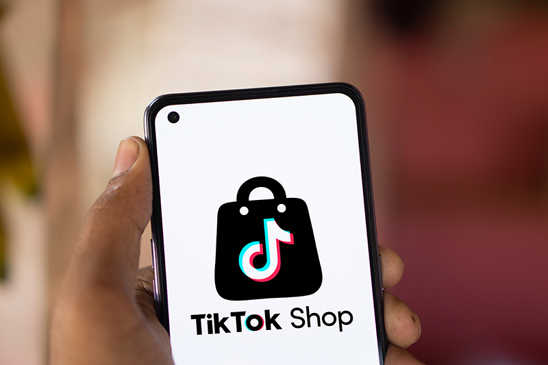 cell phone displaying tiktok shop logo